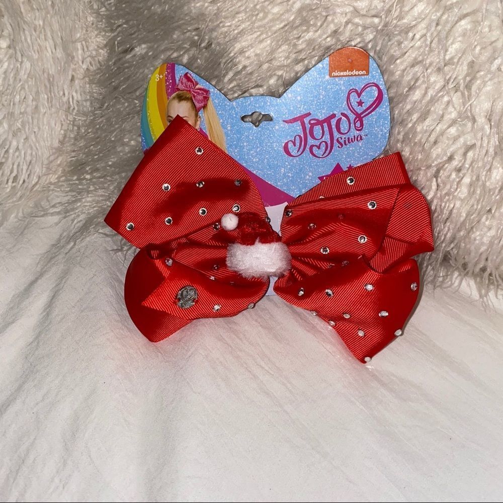 Jojo Siwa Santa Hat Red Rhinestone Christmas Bow